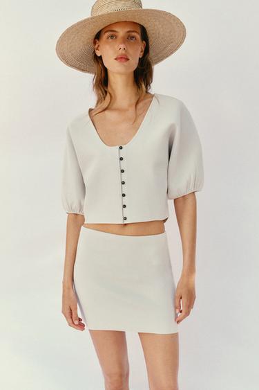 Zara MINI KNIT SKIRT - Stone