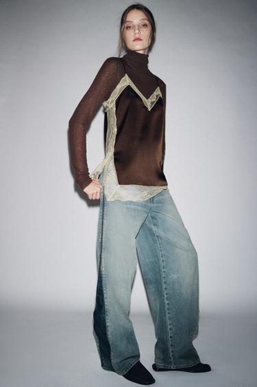 ZW COLLECTION MID-WAIST JEANS WITH ZIPS LIMITED EDITION - Blue by Zara