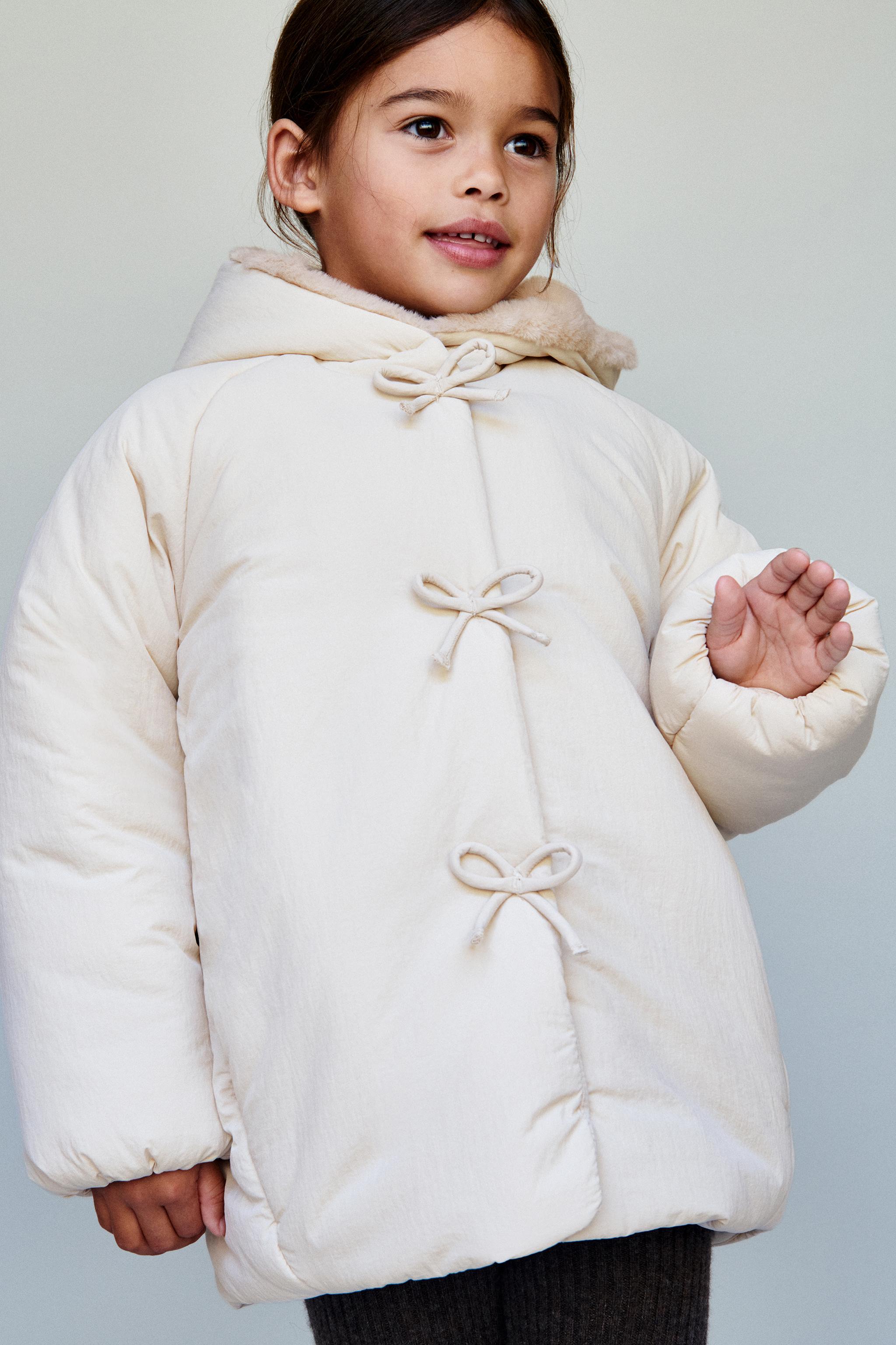 ぷゆ WATER REPELLENT PUFFER COAT WITH BOWS - Ecru | ZARA United