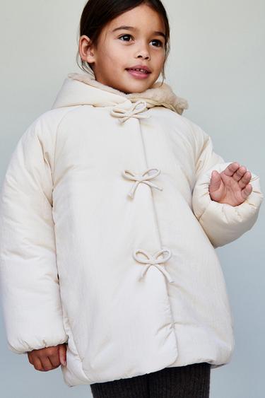 WATER-REPELLENT QUILTED COAT WITH TIES - Ecru by Zara