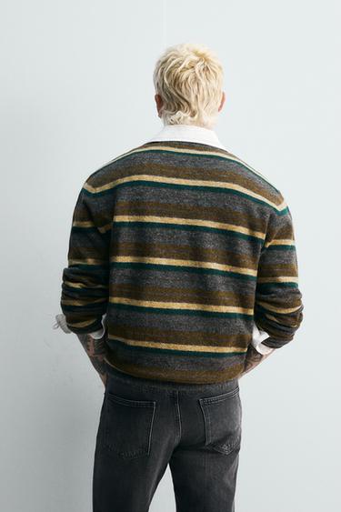 STRIPED JACQUARD CARDIGAN - Anthracite Grey by Zara - Image 2