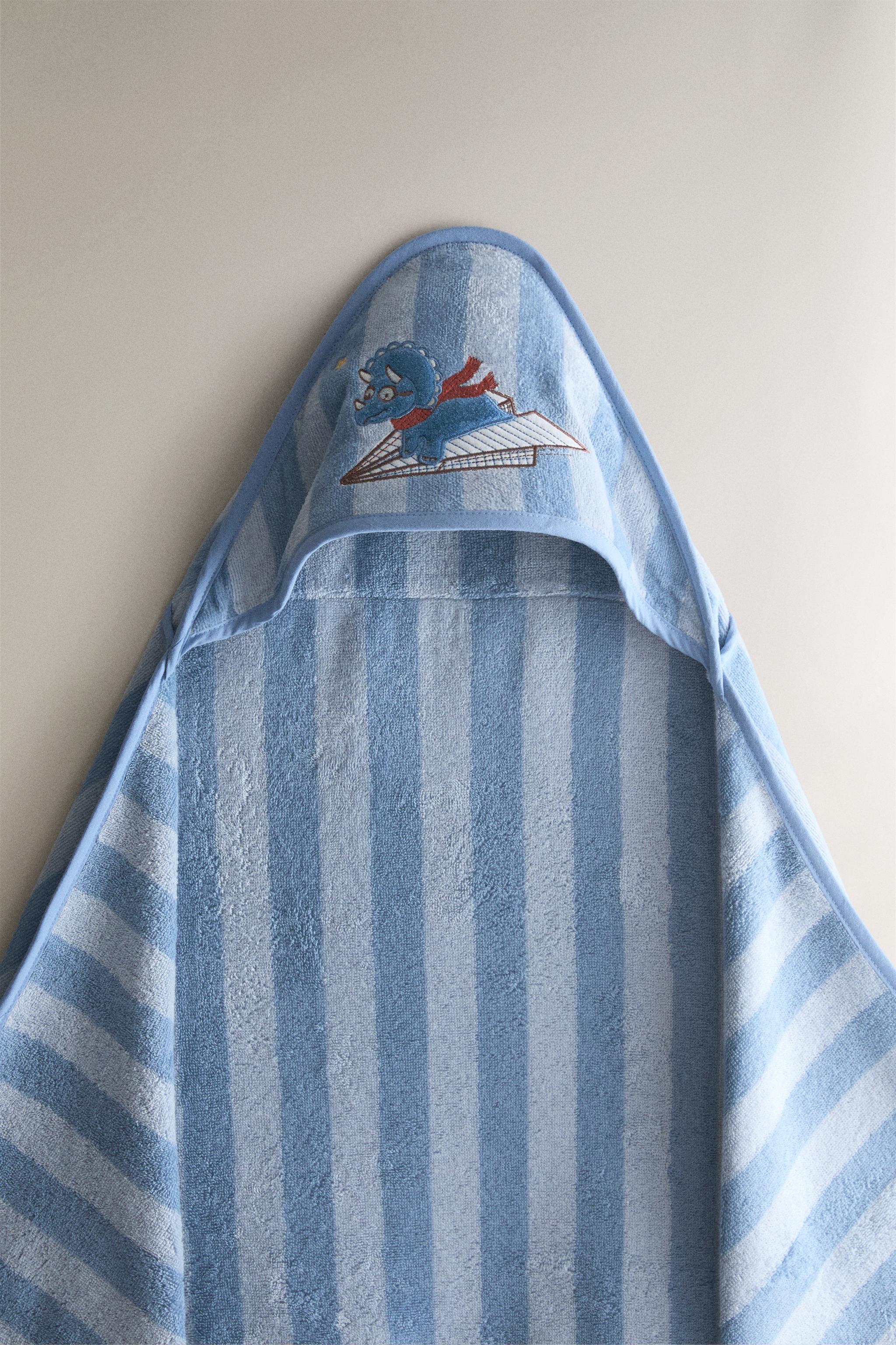 DINOSAUR KIDS' HOODED TOWEL — Blue