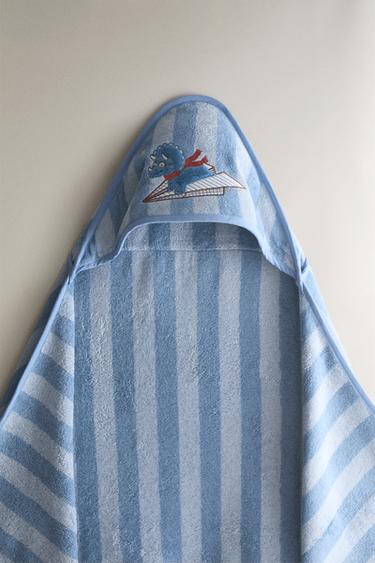 KIDS' DINOSAUR HOODED BATH TOWEL - Blue by Zara