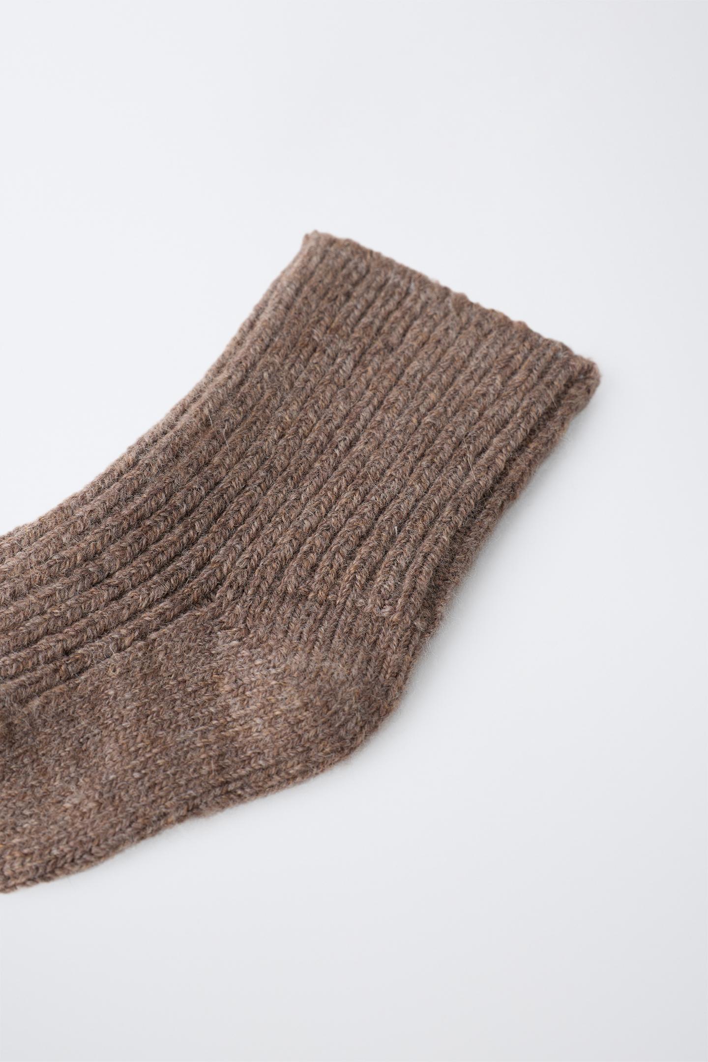 Носки Cashmere для детей, шерсть — Zara, цвет: Коричневый — фото 3