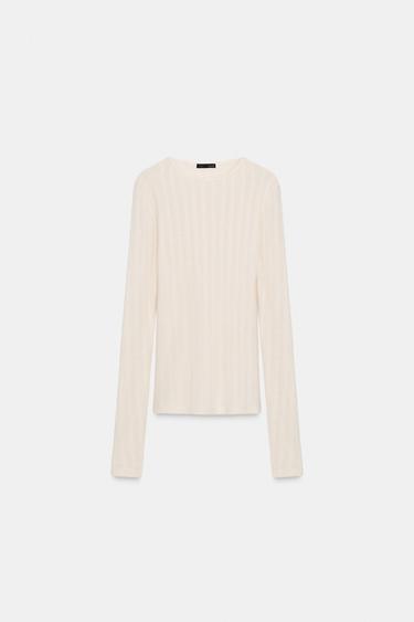 SOFT RIB T-SHIRT - Ecru by Zara