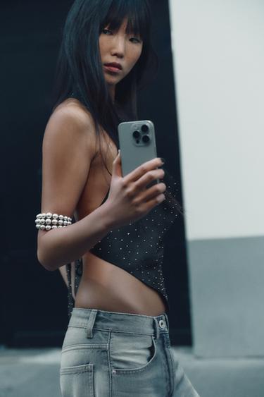 METAL BEAD BANGLE BRACELET - Silver by Zara