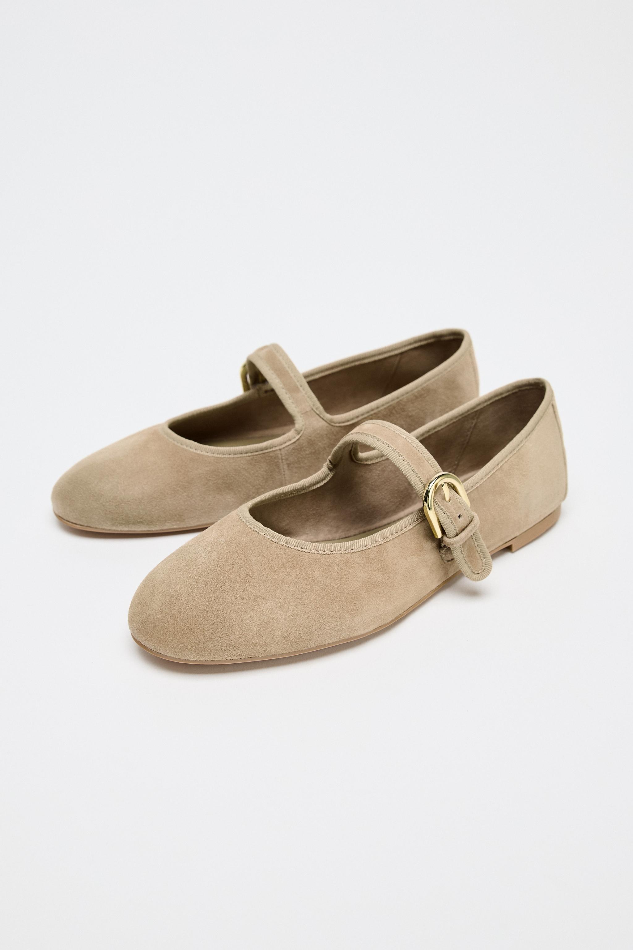 BALLERINES À BRIDE EN DAIM