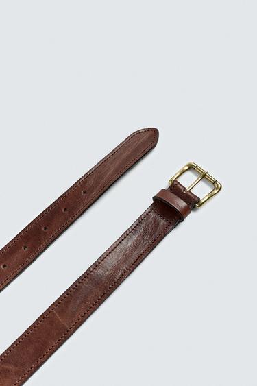VINTAGE-EFFECT LEATHER BELT - Brown by Zara - Image 3