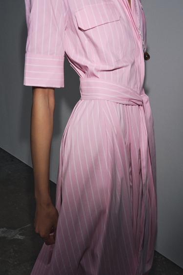 ROBE CHEMISE EN POPELINE ZW COLLECTION - Rose de Zara - Image 2