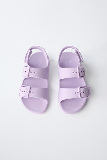 SANDALES EN CAOUTCHOUC À BOUCLES - Violet mauve de Zara - Image 3