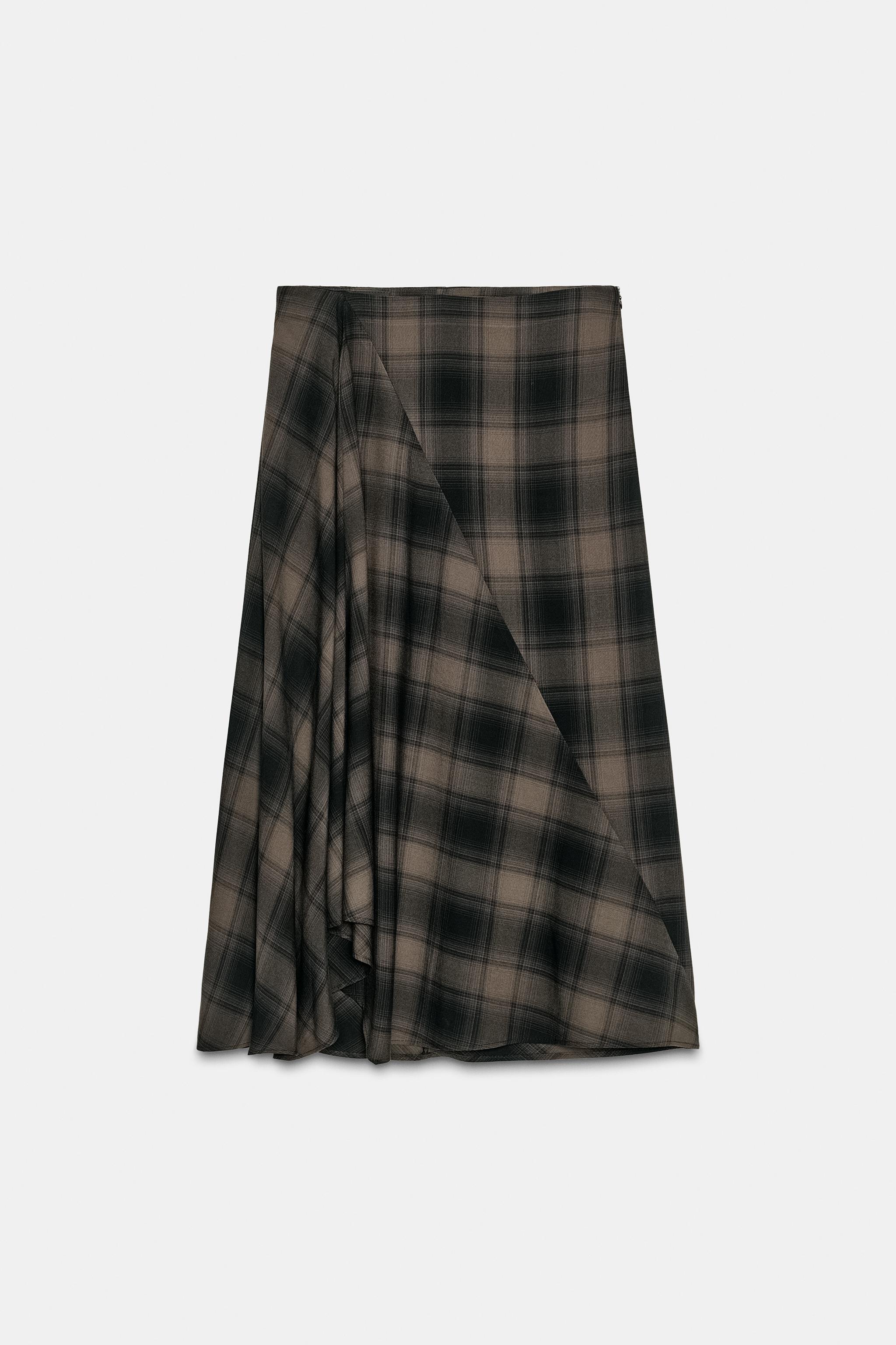 ZARA チェック柄 ミディスカート ZARA - ZARA チェック柄ミディスカート Sサイズ イエローの通販