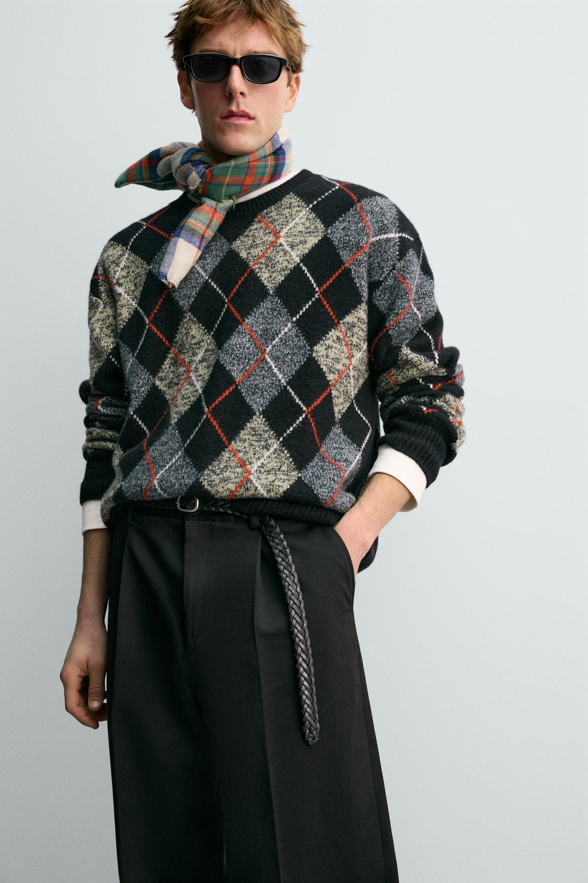 ひし形柄100%カシミヤセーター Aaron Levine x ZARA - ブラック | ZARA 