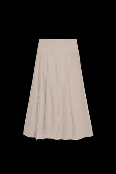 Zara DOUBLE LAYER MIDI SKIRT - Taupe gray