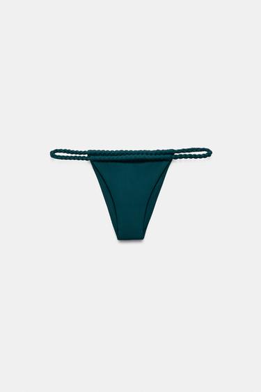 BRAIDED BIKINI BOTTOMS - Green by Zara