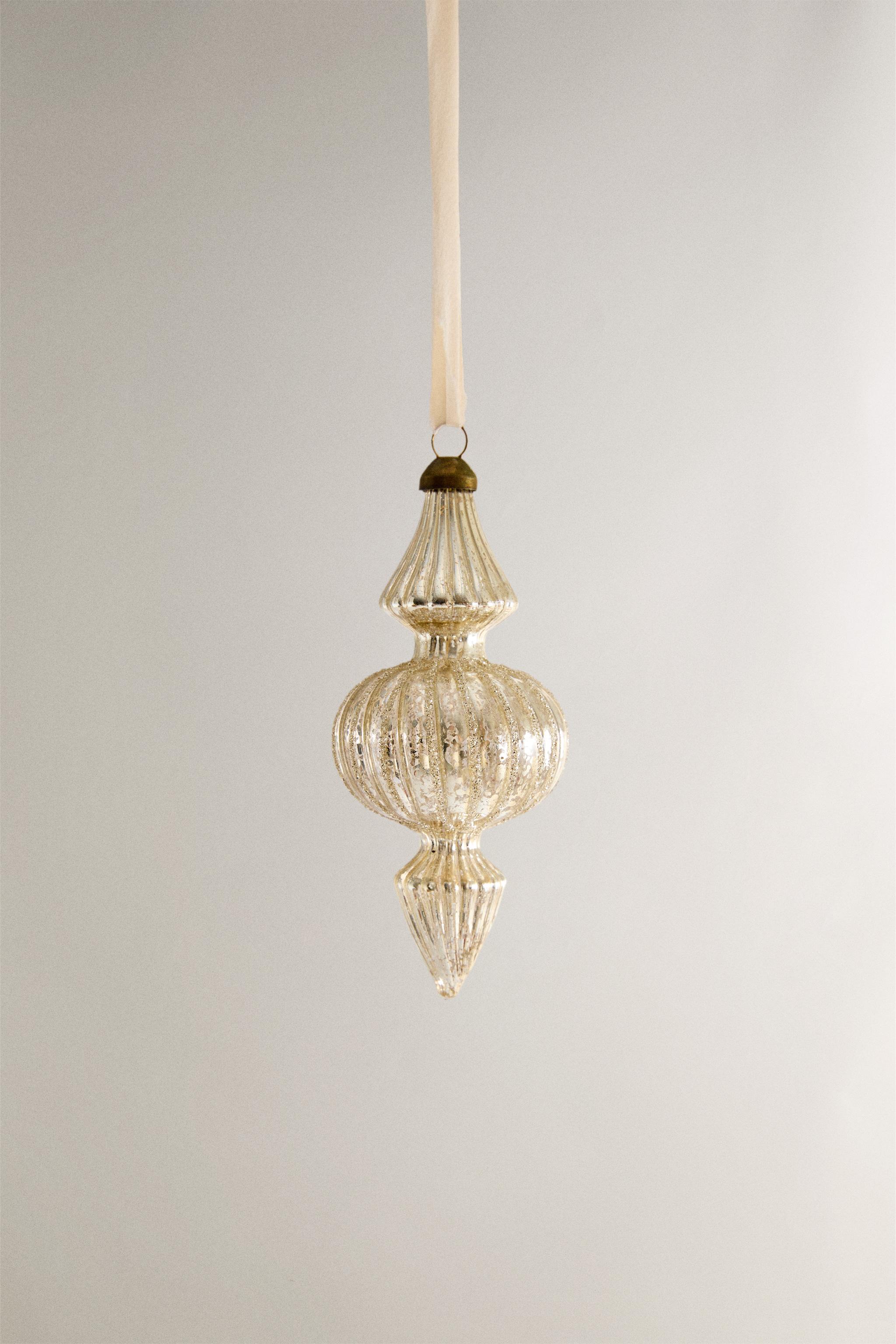 MIRRORED SPINNING TOP CHRISTMAS TREE ORNAMENT