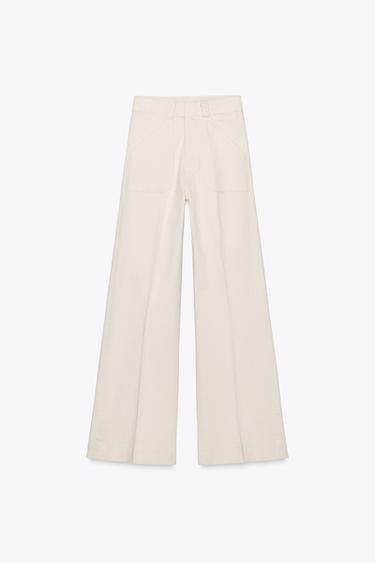 PANTALON LONG ZW COLLECTION - Écru de Zara