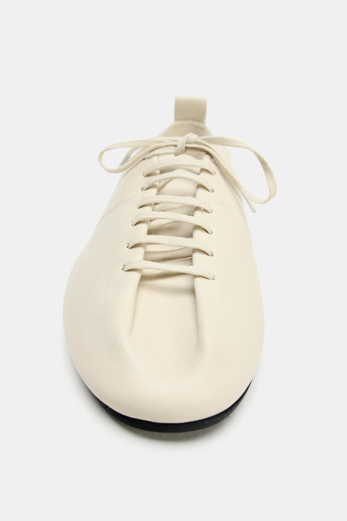 Женские туфли Zara Soft Leather Derby, цвет: Белый — фото 4