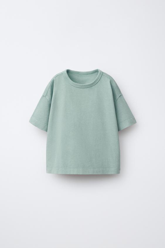 PLAIN GARMENT DYE T-SHIRT - washed green by Zara - Image 0