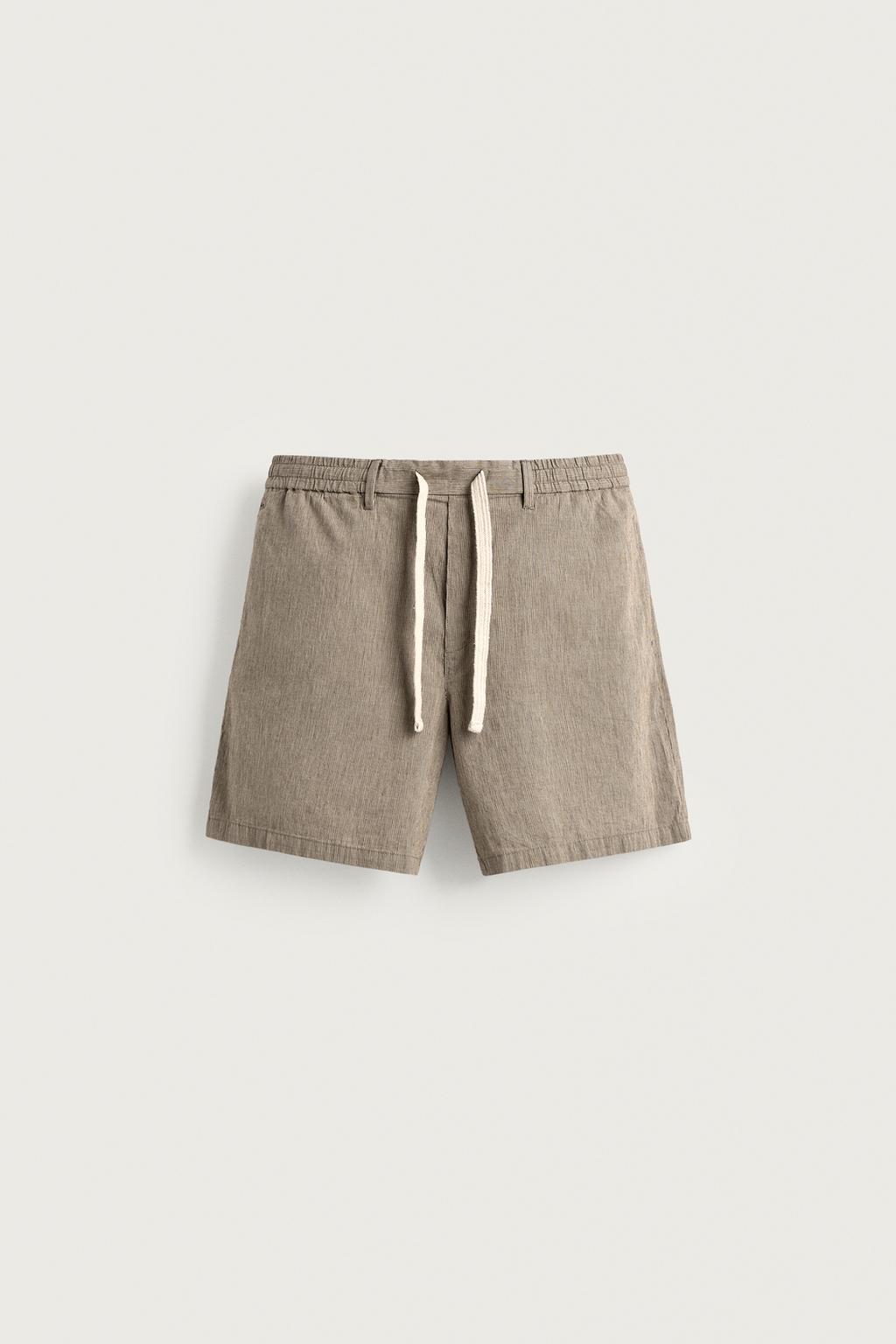 COTTON/LINEN RELAXED FIT BERMUDA SHORTS