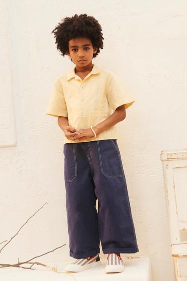 PANTALÓN NAVY PESPUNTES LIMITED EDITION - Azul medio de Zara - Imagen 0