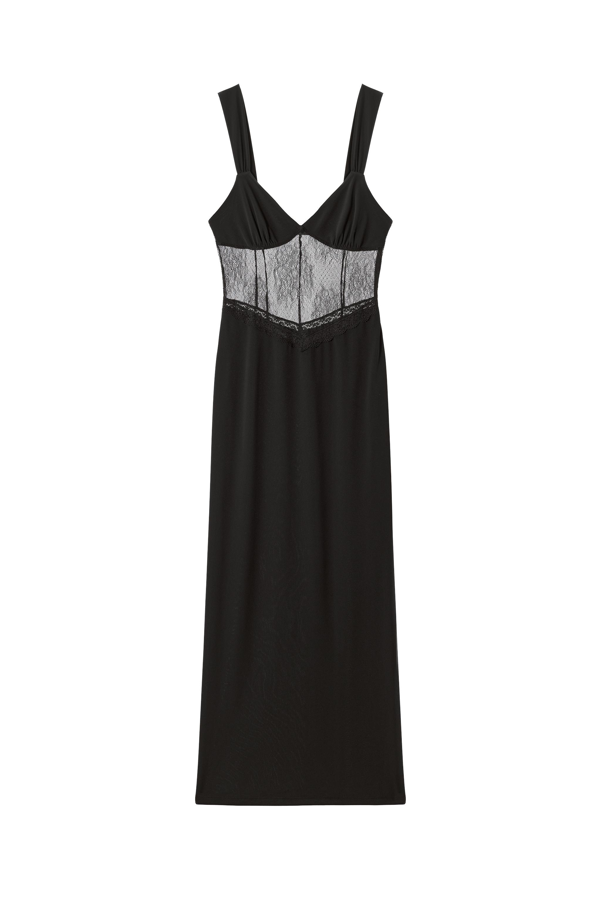 VESTIDO MIDI COMBINADO ENCAJE