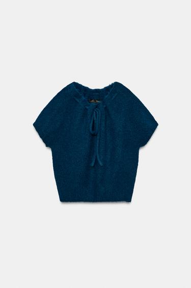 KNIT SHORT SLEEVE JUMPER - Duck blue by Zara - Image 0
