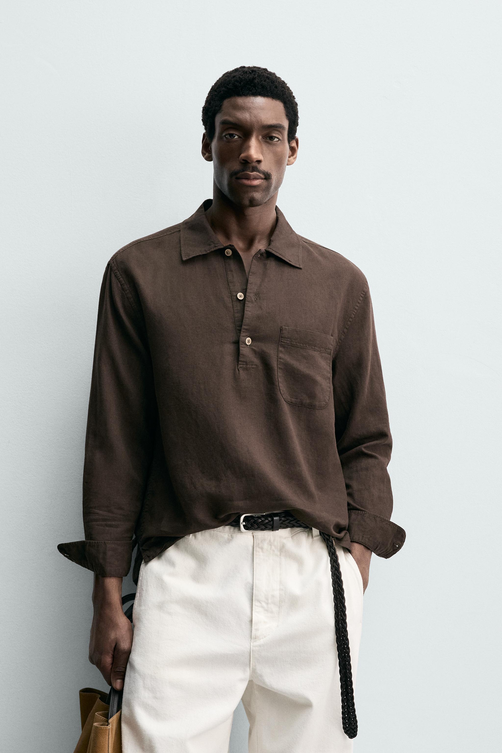 LINEN COTTON BLEND POLO SHIRT