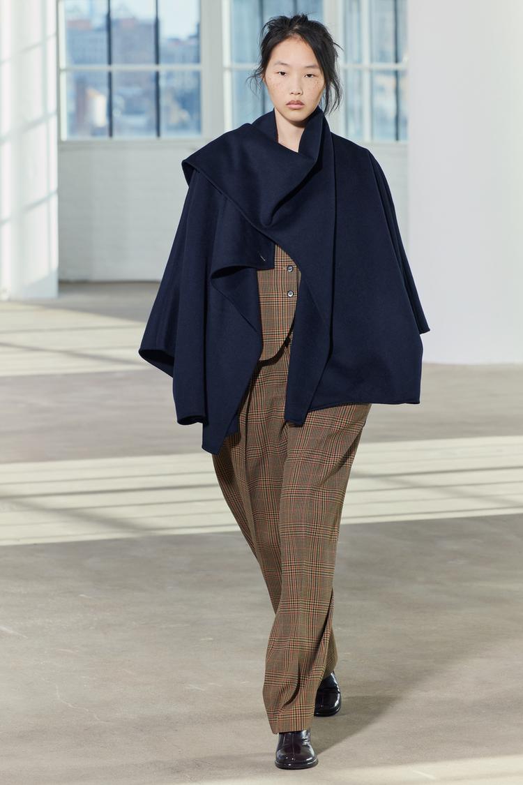 ZW COLLECTION WOOL CAPE WITH SCARF - Blue | ZARA United States
