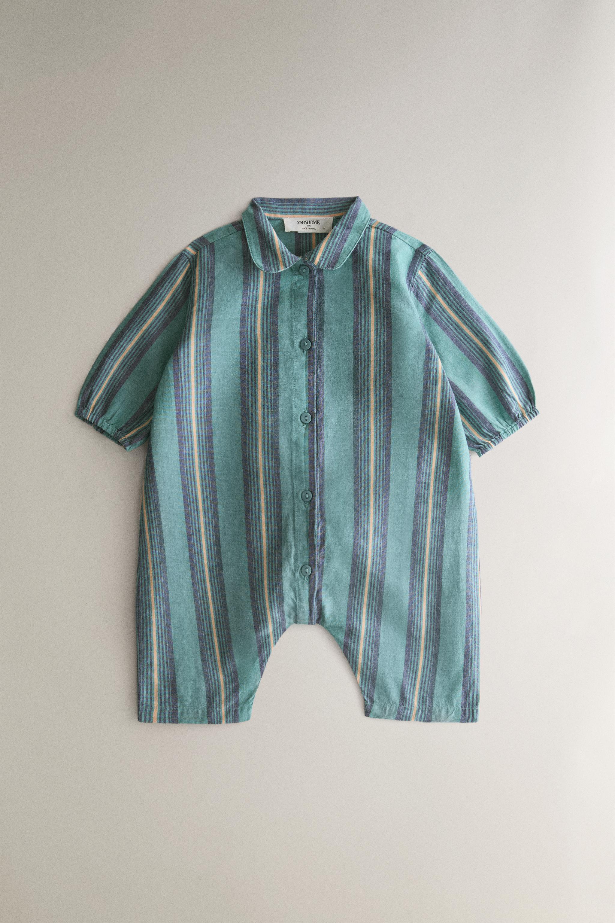 BABY STRIPED FOOTED ROMPER
