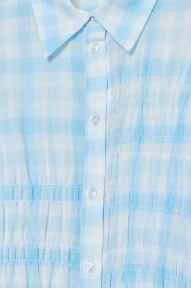 CHECK SHIRT WITH ELASTIC TRIMS - Sky blue by Zara - Image 6