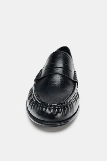 Zara SOFT RUCHED LOAFERS - Black