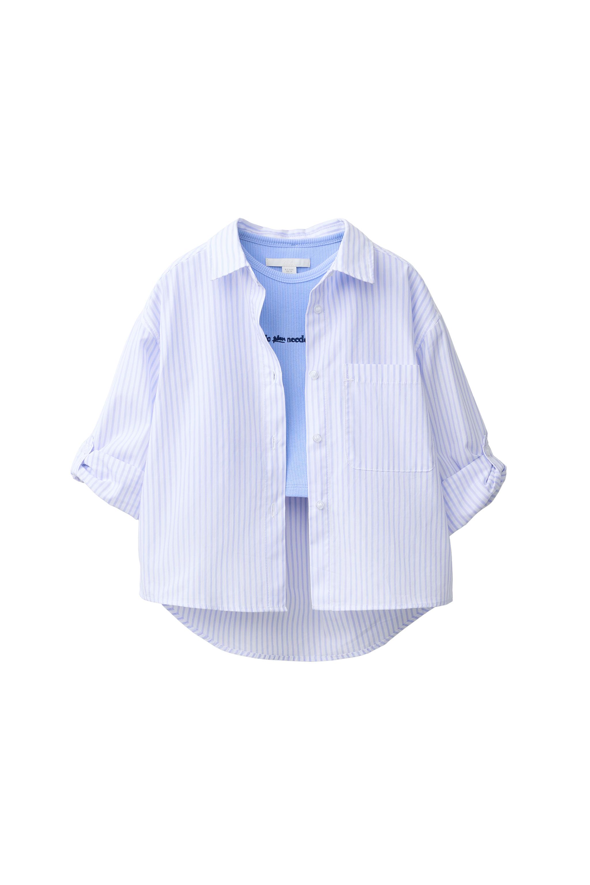 STRIPED FLORAL SEQUIN SHIRT AND TOP - Blue | ZARA Canada