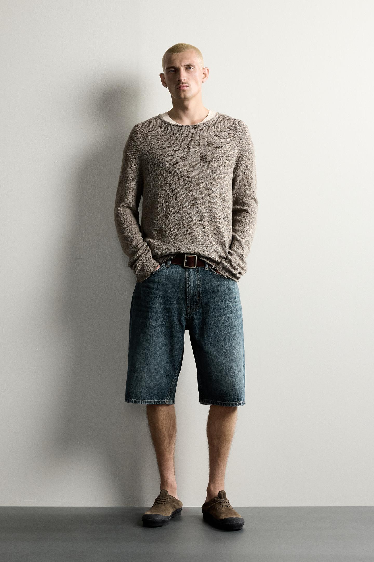 Мужская футболка Zara Relaxed Fit Knit, цвет: Серо-бежевый — фото 1