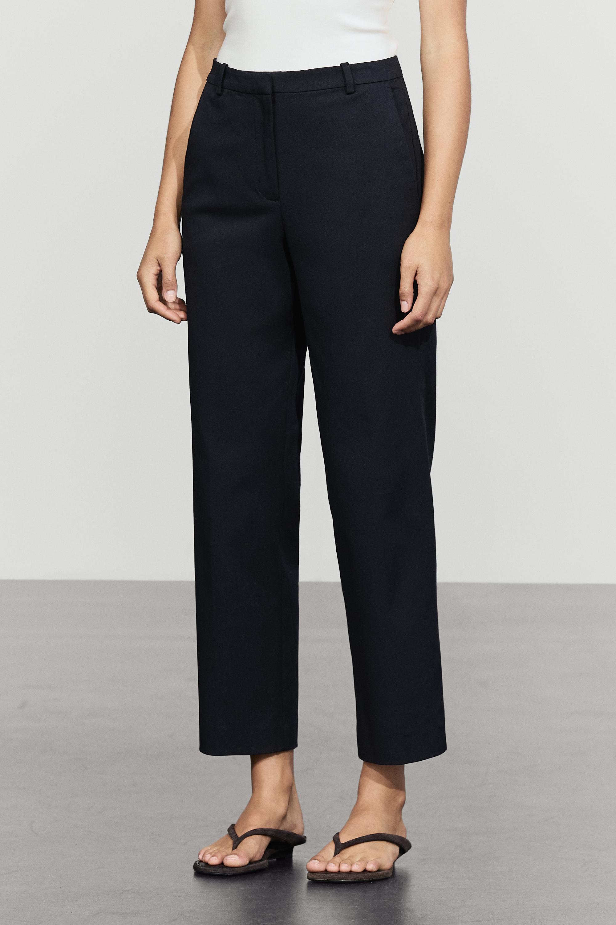 Straight stretch trousers — Navy blue