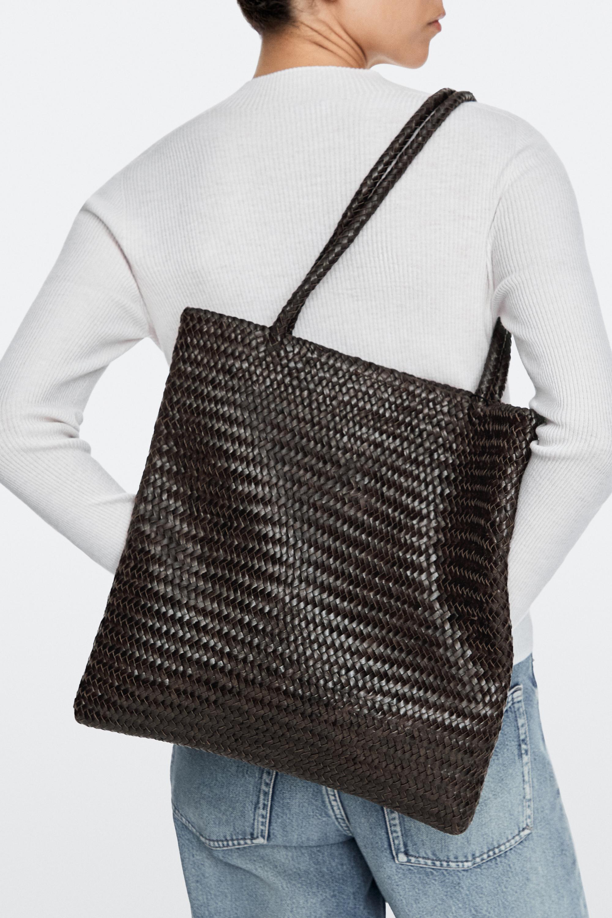 Medium braided nappa leather tote bag