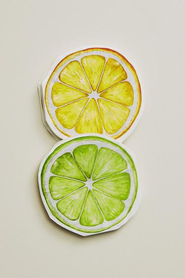 LOT DE 30 SERVIETTES EN PAPIER CITRON VERT ET CITRON - Jaune de Zara - Image 4