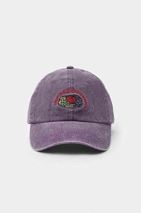 Zara FRUIT OF THE LOOM™ EMBROIDERED TWILL CAP - Purple - Image 0
