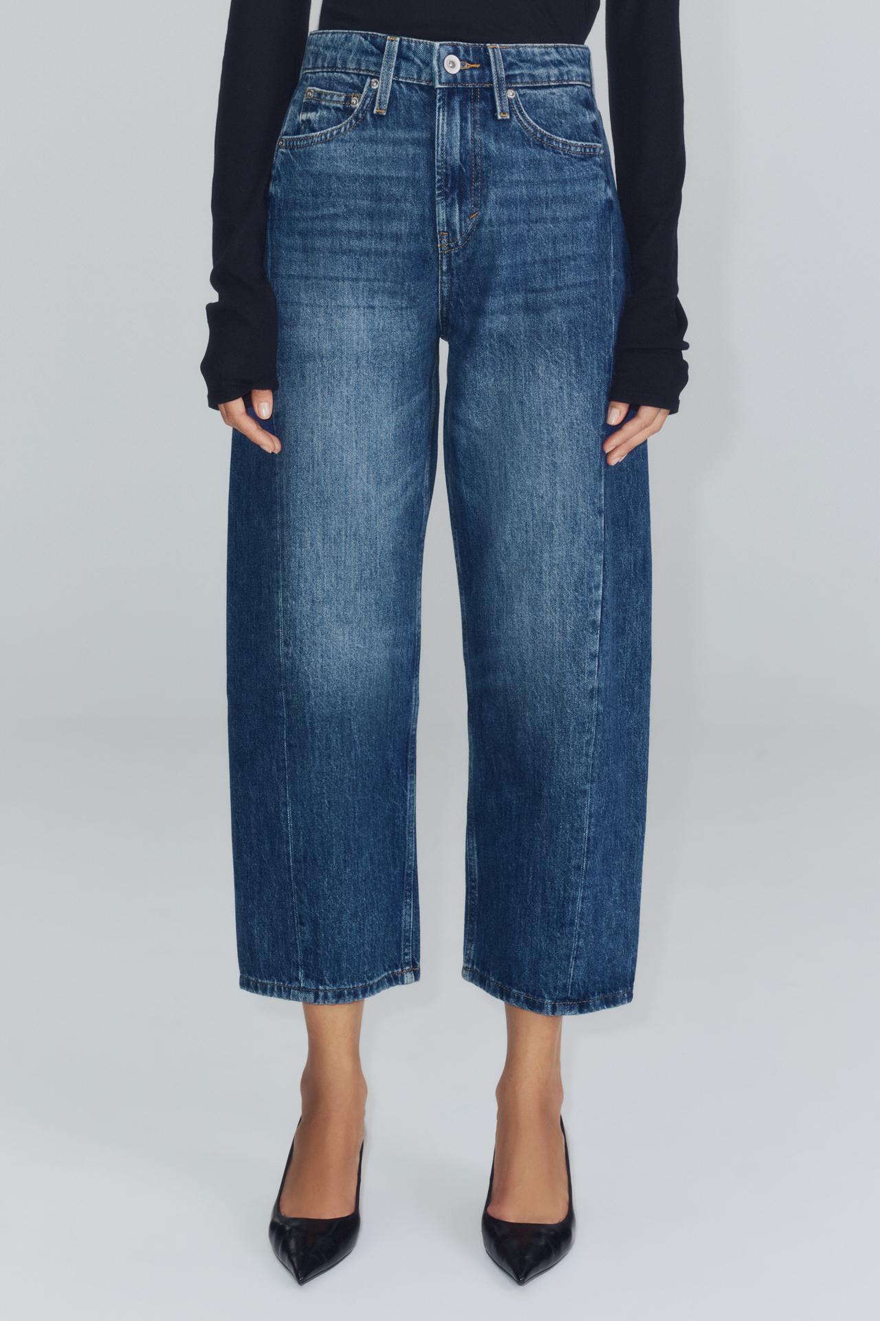 ZW COLLECTION MID-RISE ANKLE RELAXED JEANS — Blue