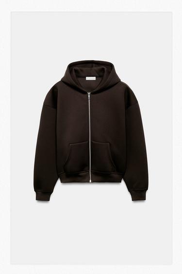 NEOPRENE-EFFECT HOODIE - Chocolate by Zara
