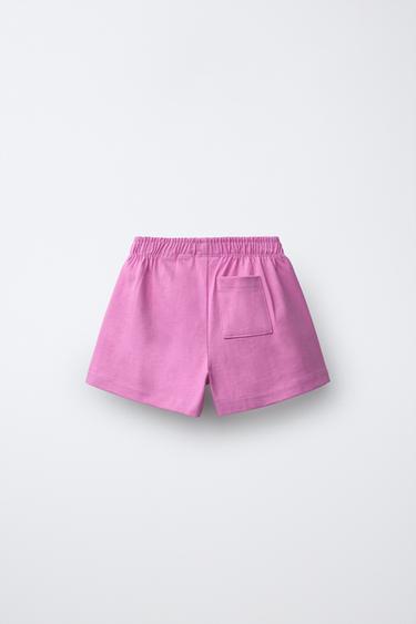 HEAVY WEIGHT PLUSH FLORAL BERMUDA SHORTS - Mid-pink by Zara - Image 1