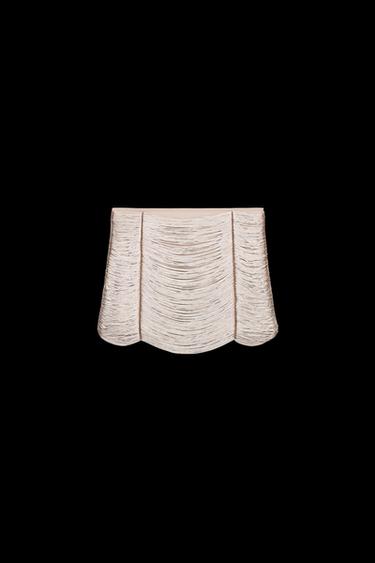 Zara FRINGED MINI SKIRT - Pale pink
