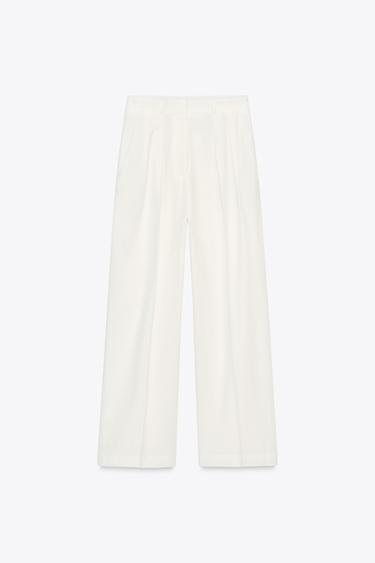 MULTI-PLEAT TROUSERS - Oyster-white by Zara - Image 6