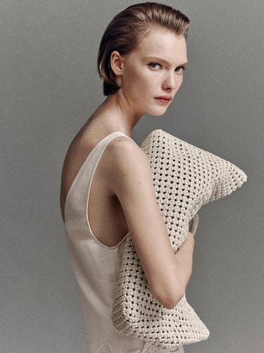 Zara Braided nappa leather shopper bag - White - Image 0