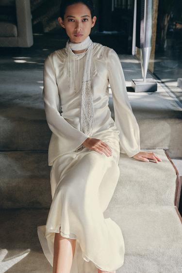 LIMITED EDITION BEADED JEWEL BANDANA - White by Zara - Image 2