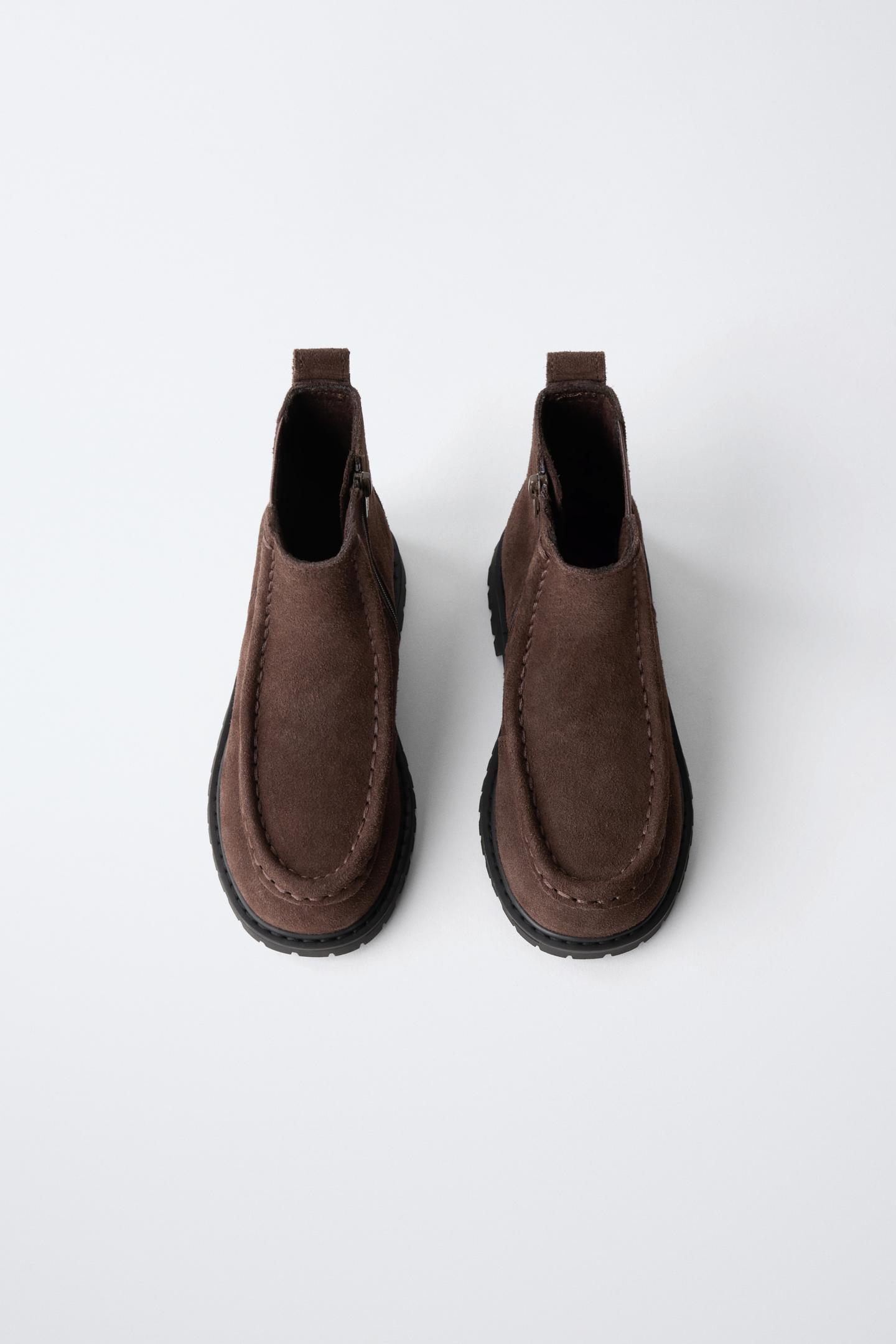 Детские ботинки Zara Leather Chelsea, цвет: Коричневый — фото 4