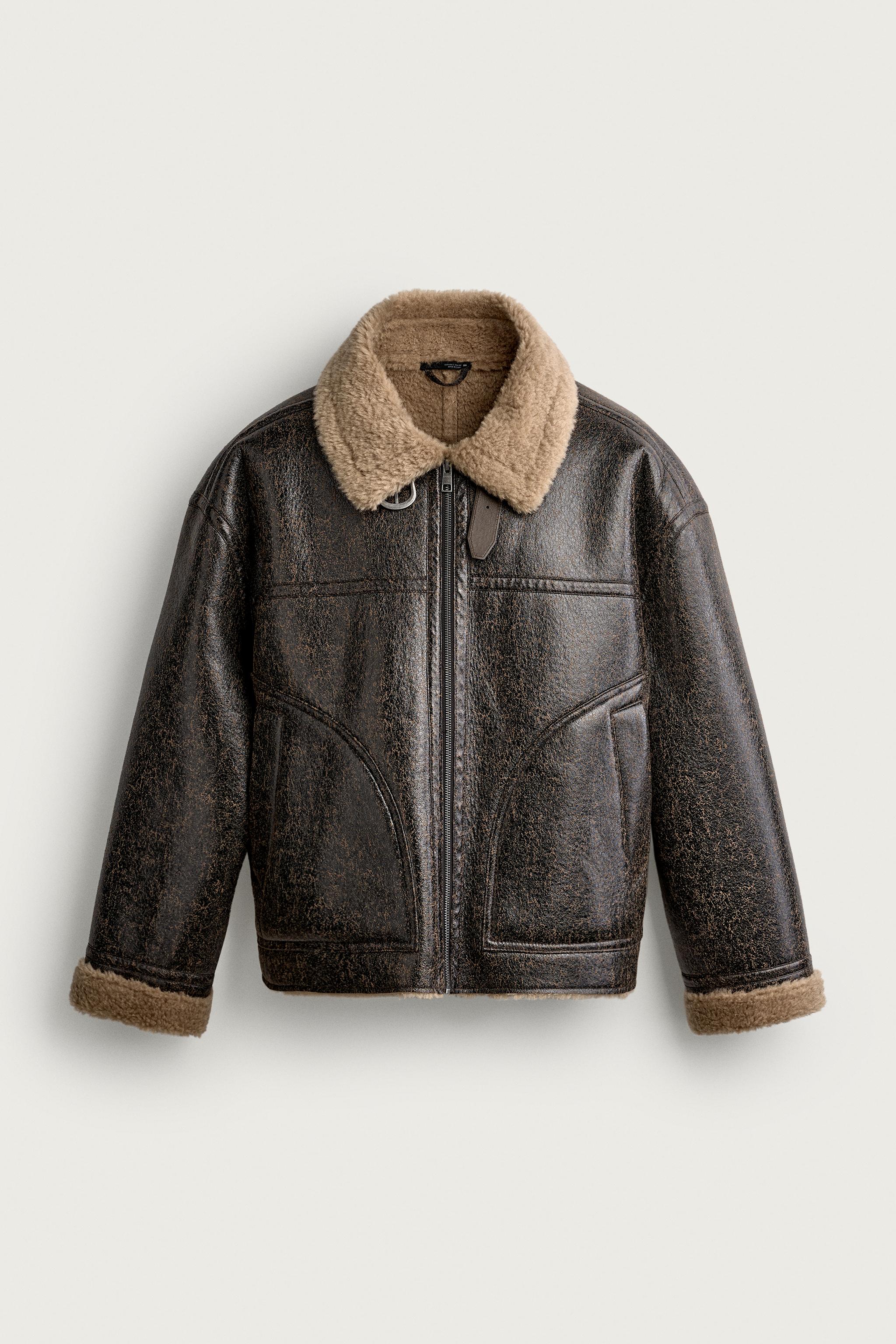 RELAXED FIT FAUX LEATHER JACKET