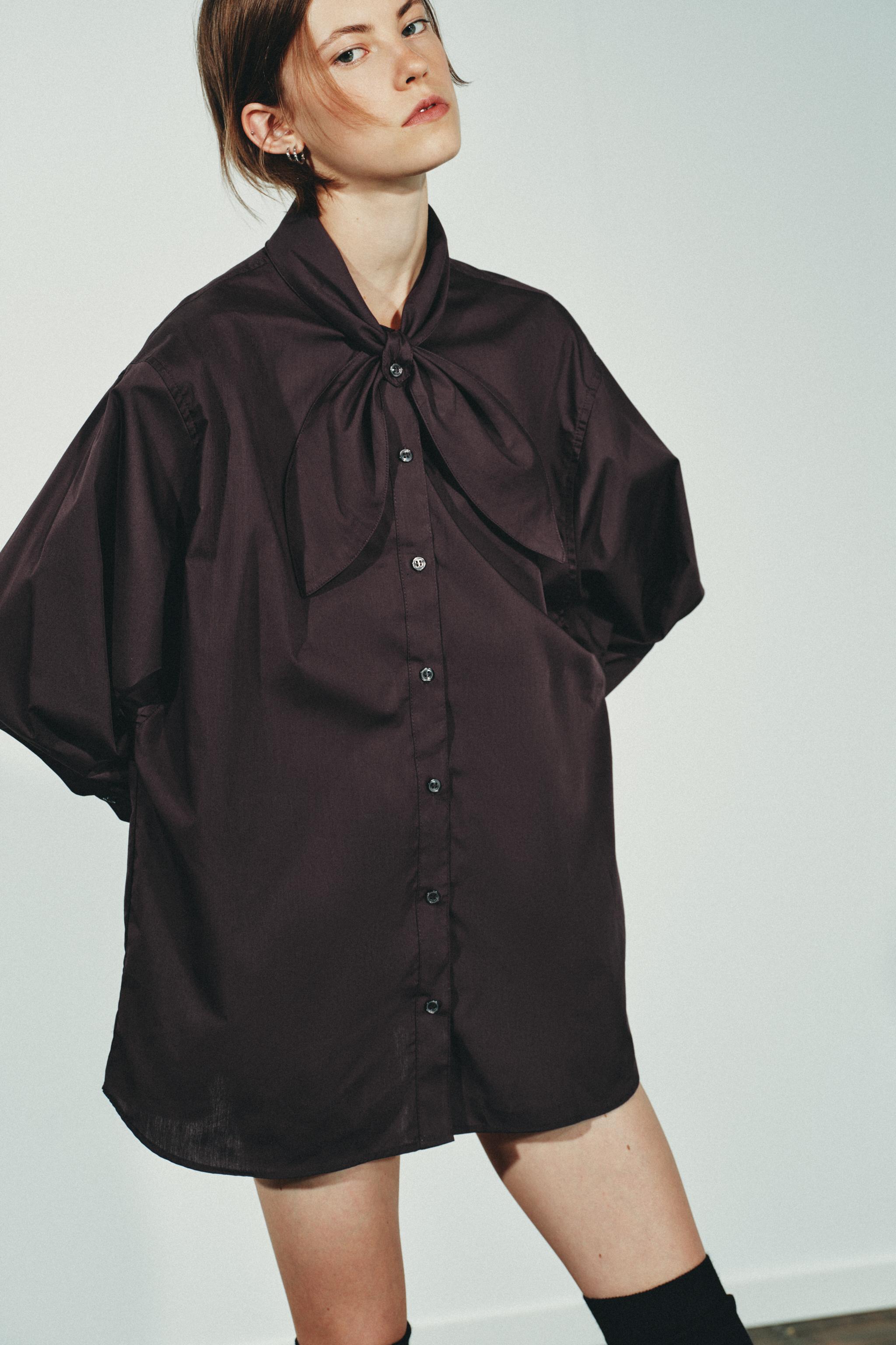 NECKTIE POPLIN SHIRT