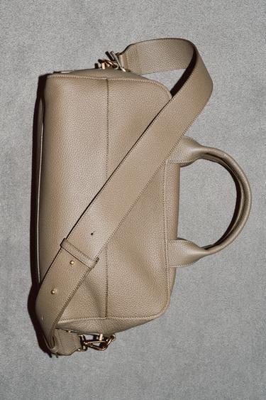 LÄNGLICHE BOWLINGTASCHE AUS LEDER - SAND/BRAUN von Zara