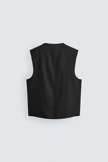 GILET LIN - LAINE - Noir de Zara - Image 6