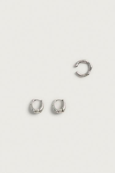 PAQUET DE 3 ARRACADES ASIMÈTRIQUES - Plata de Zara